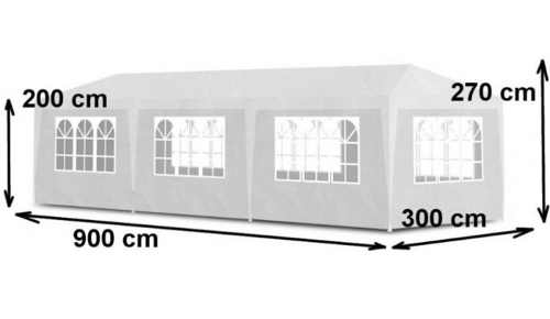 Bílý zahradní párty stan 3 x 9 M