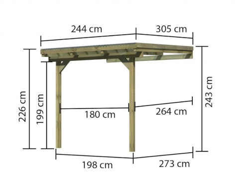 pergola ze dřeva ke zdi domu