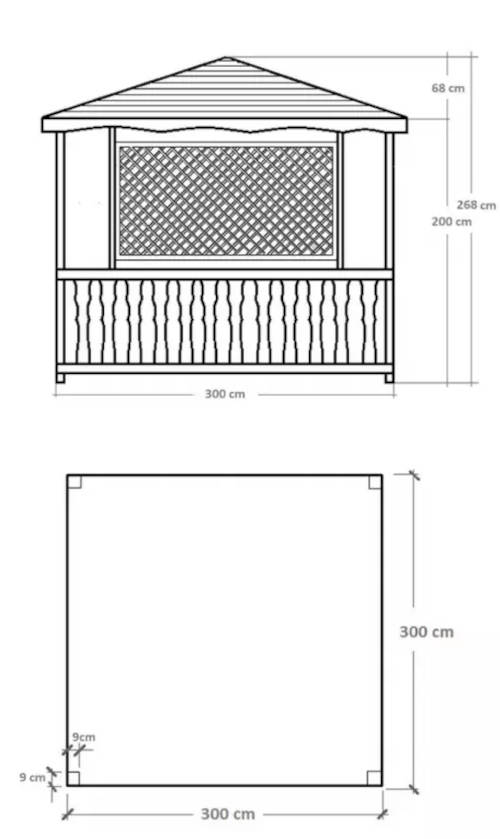 Altán ze dřeva 3x3x2,7m